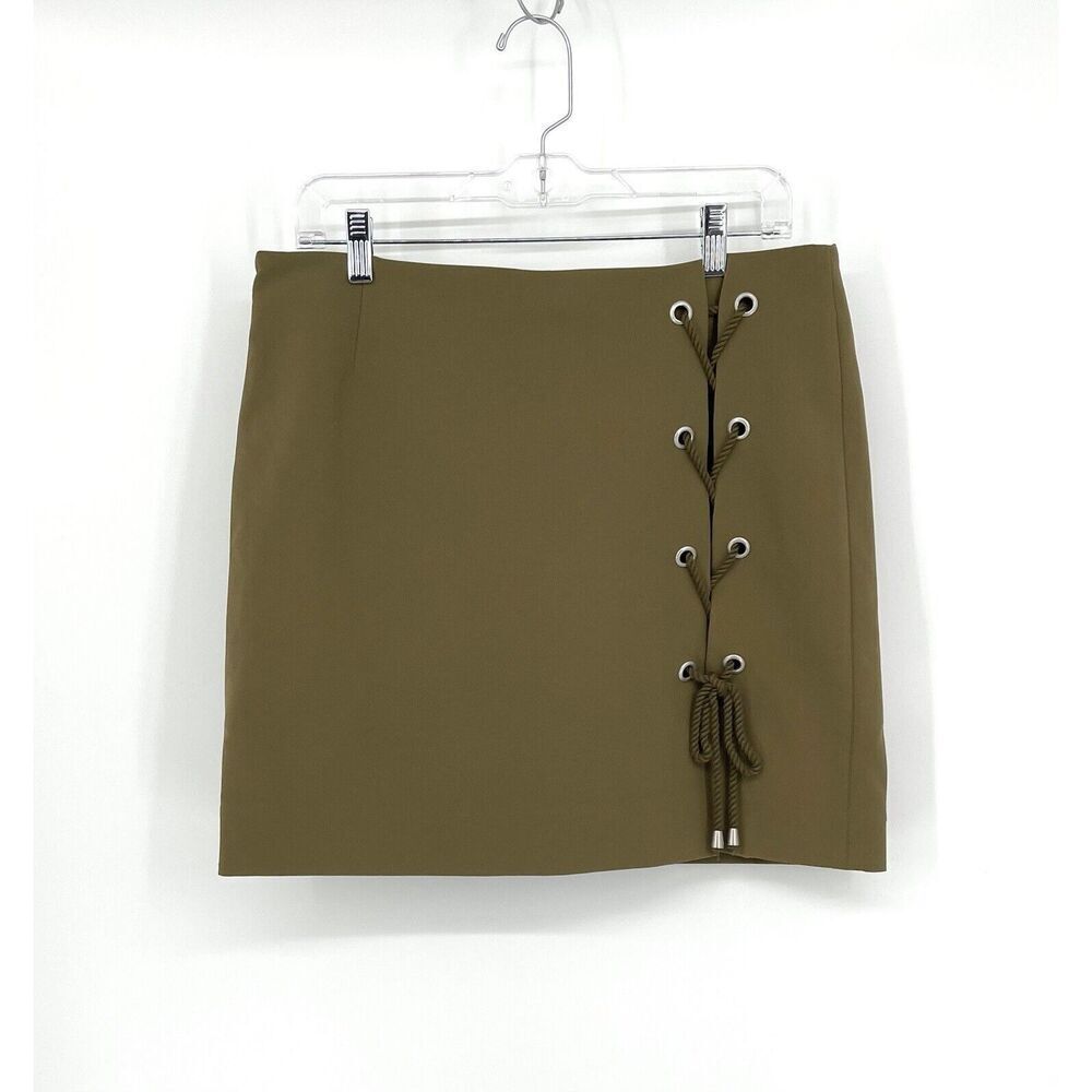 Rebecca Minkoff Khaki Lace-Up Mini Skirt